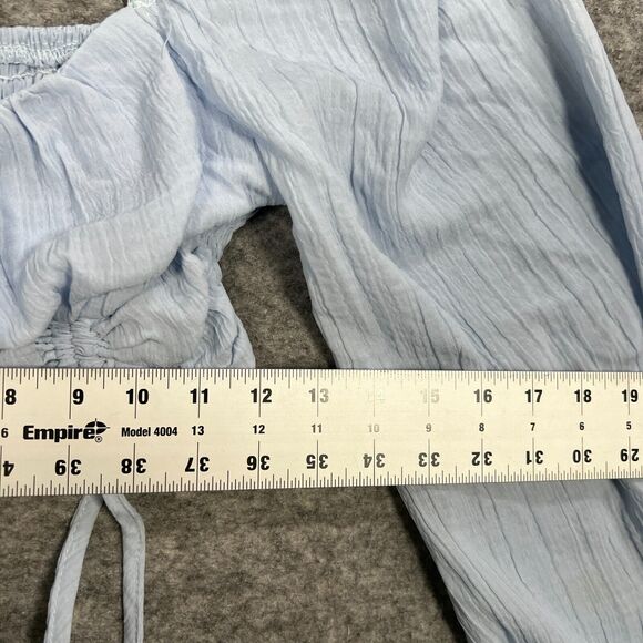 Fashion Nova Women's Crop Top Blouse Medium Sky Blue Long‎ Sleeve Square Collar - Picture 6 of 6